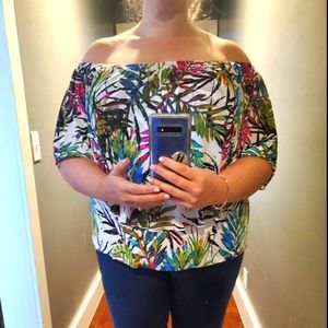 Super cute floral off shoulder flutter top